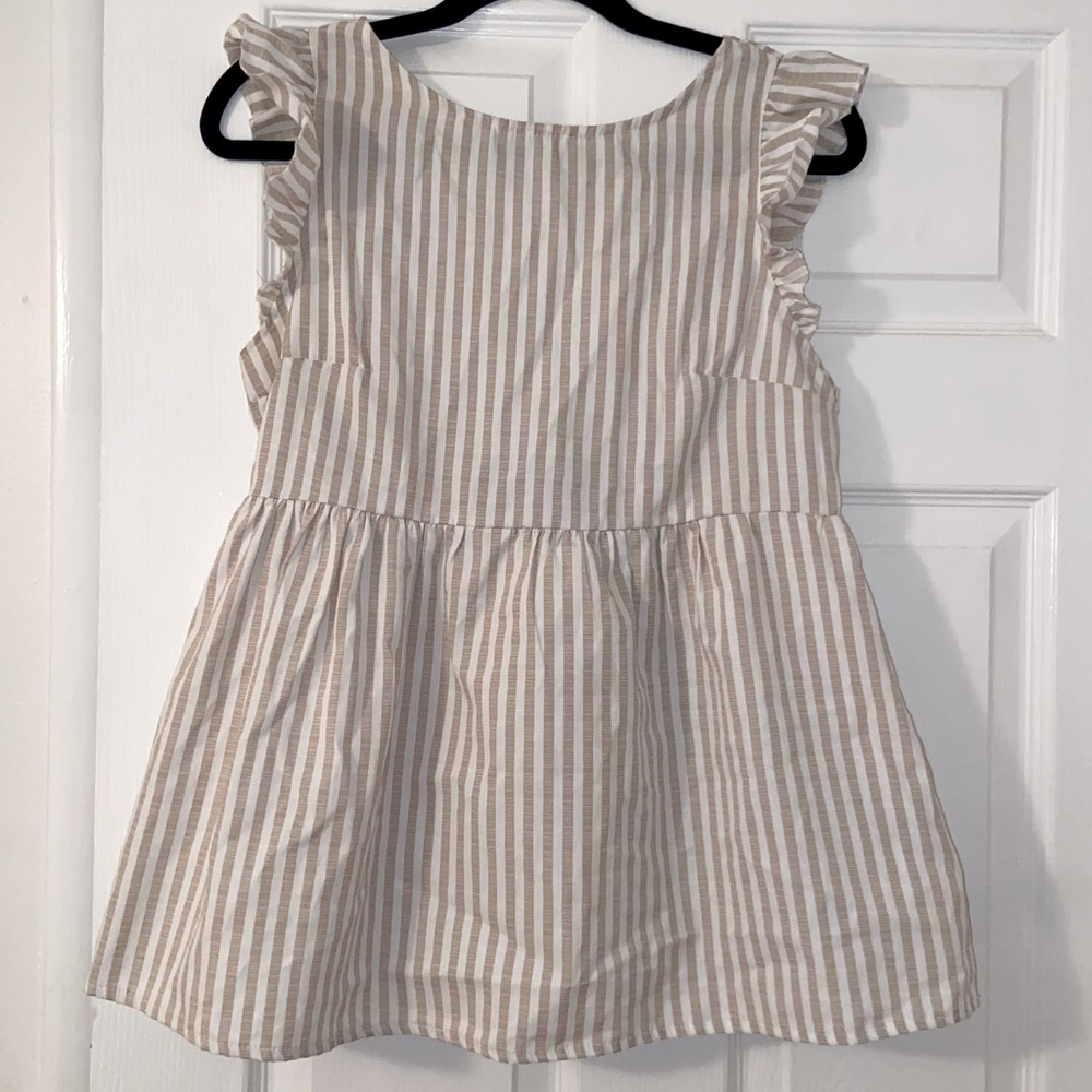 SHEIN White Striped Ruffle Top - Picture 7 of 8